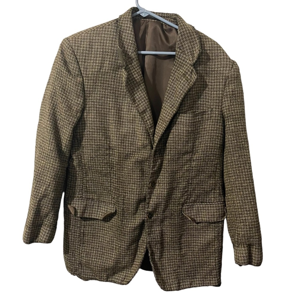 Mappelli De Milano Men 44L Brown Silk Wool Blazer‎ Sport Coat Heavyweight Casual